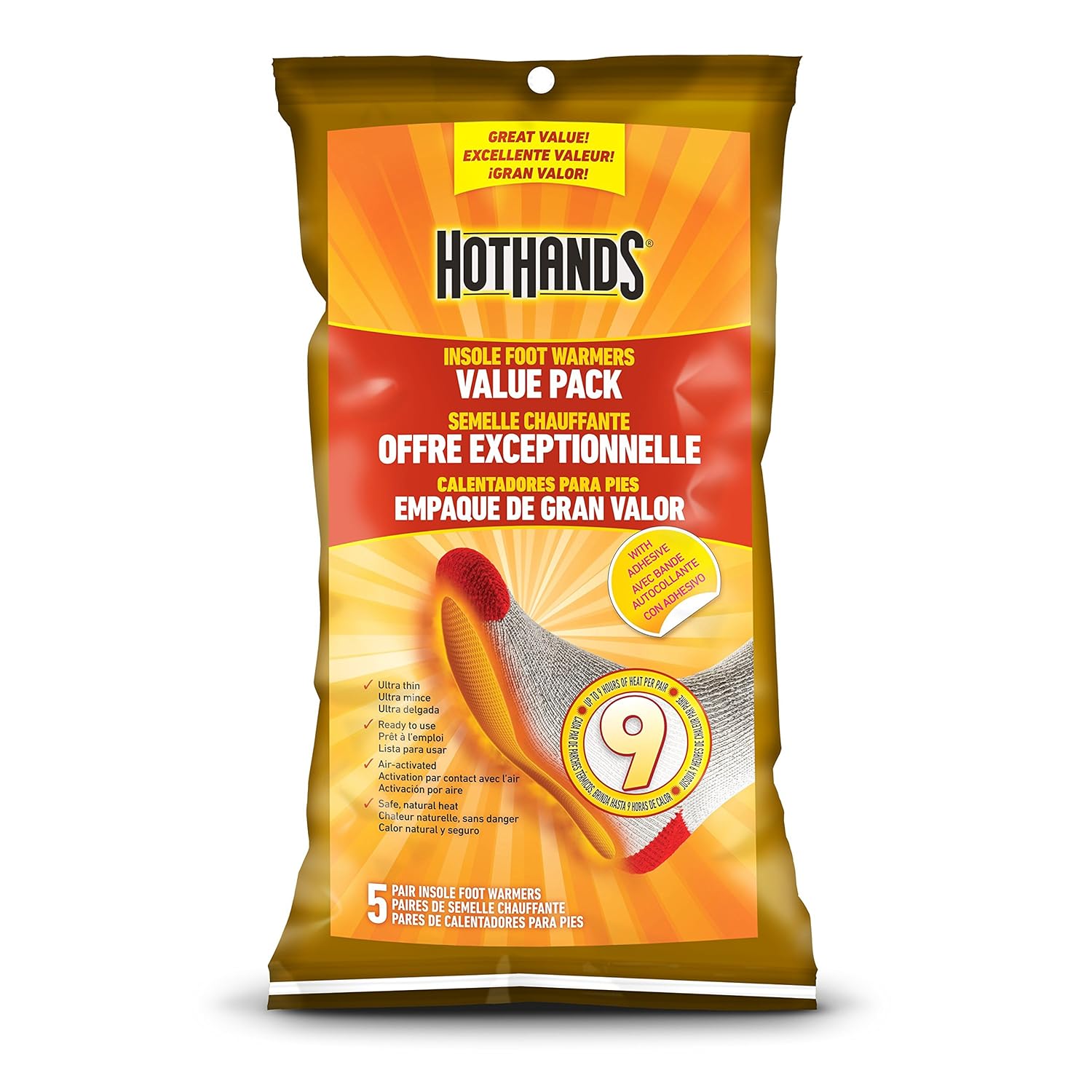 Hothands Insole Foot Warmer 5 pair Value Pack