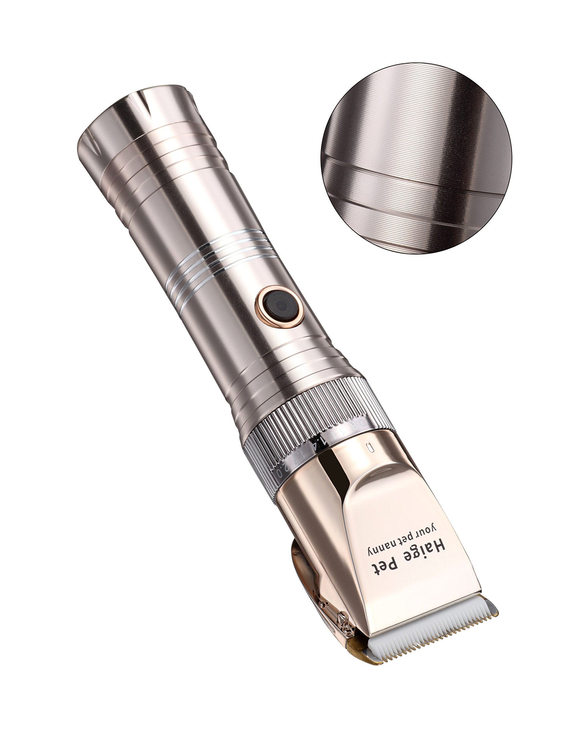 Dog Clippers,Haige Pet Grooming Electric Clipper Kit,Professional Low Noise Rechargeable Cordless Hair Trimmer Set for Dogs and Cats (Gold)