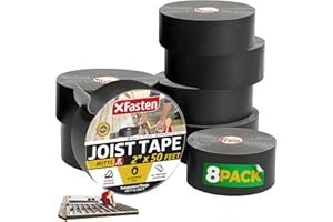 XFasten Butyl Joist Tape for Decking, 2 Inch x 50 Feet (8-Pack), Professional Butyl Deck Joist Tape 2 Inch Waterproof Roof Sealant Flashing Tape, Black