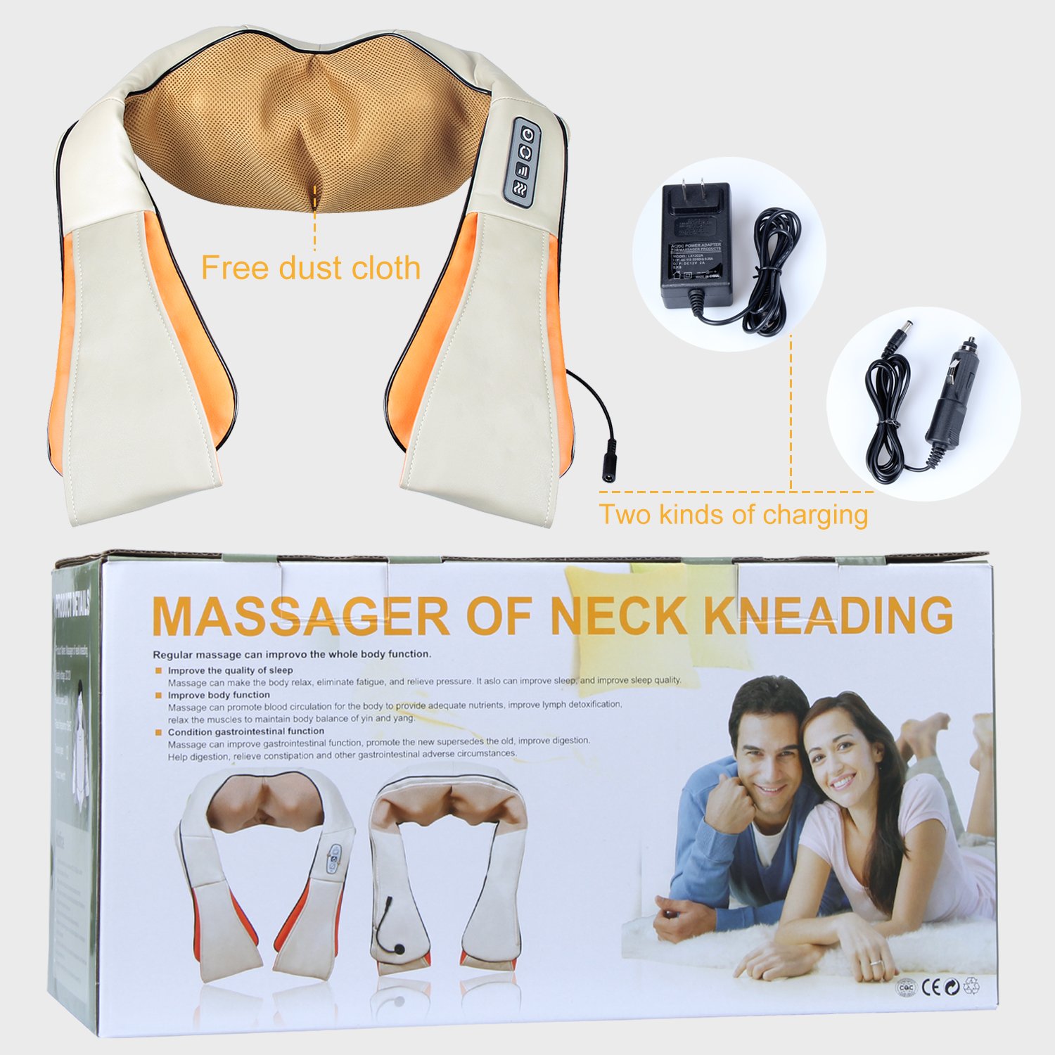 Betorcy Shiatsu Neck Massager - with Heat 4D Kneading, Adjustable Intensity, Relieve Muscle Pain - for Neck, Back, Shoulders, Legs, Foot