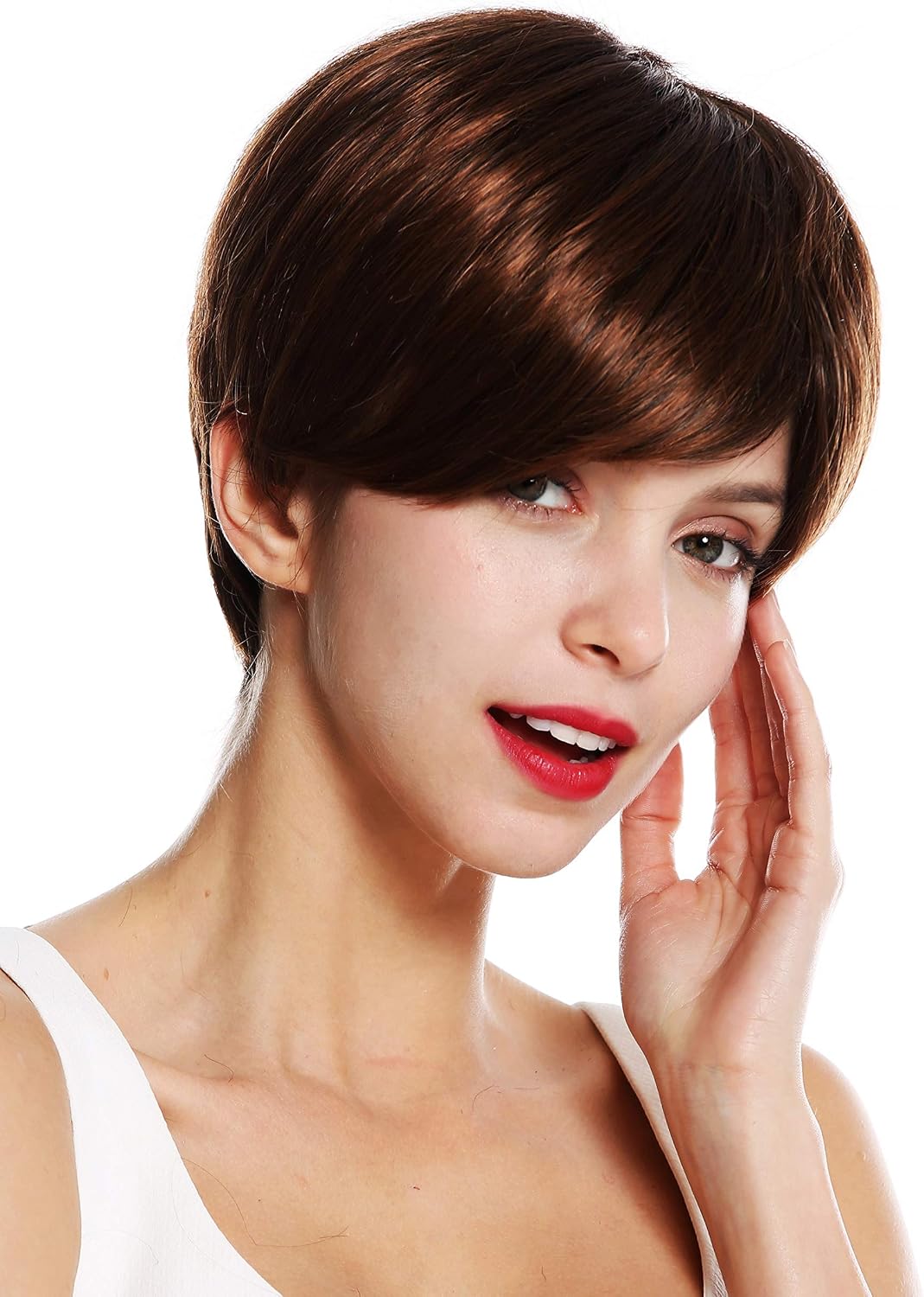 WIG ME UP - VK-32-2T30 quality women's wig very short boyish parting parted chestnut brown mix, Brown mix (2T30), Length: approx. 20 cm - Image 3