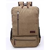 Jahomieo Vintage Canvas Backpack, Resistant Hiking Camping Rucksack Casual Daypack Backpacks for Men&Women Fits 15.6’’ Laptop