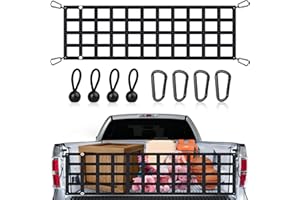 LOQOMI Tailgate Net for Pickup Truck Bed, 60'' x 18'' Heavy Duty Cargo Netting, Mesh for Full Size Truck With Ford, Chevrolet, GMC, Toyota, Ram, Jeep and More (Black)