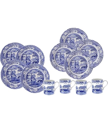 Amazon.com | Churchill Blue Willow Dinner Plates, Salad Plates and