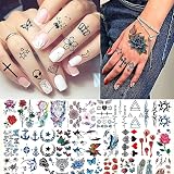STEK 64 Sheets Waterproof Tiny Temporary Tattoos Rose Skull Face Body Art for view 3