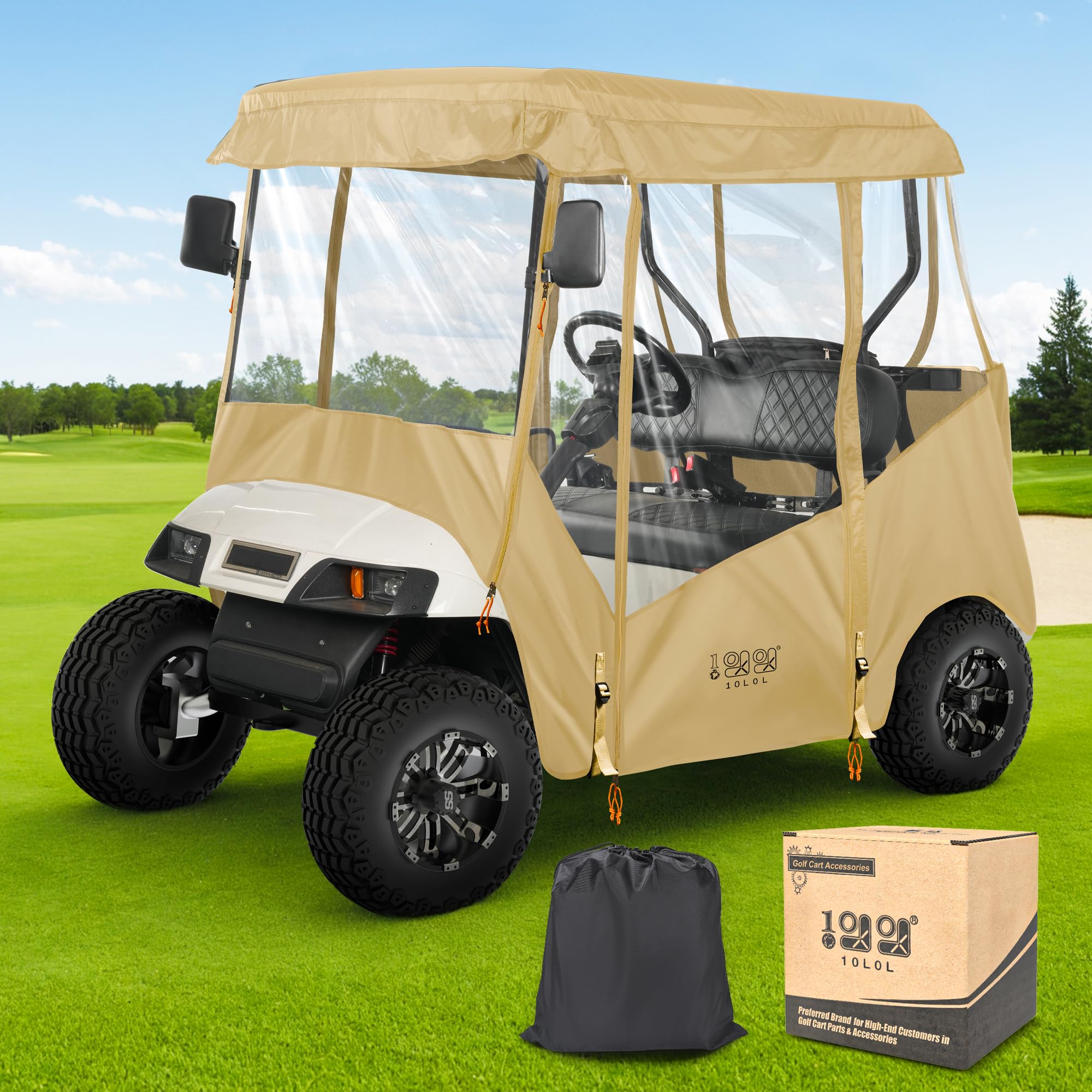 Photo 1 of 10L0L Universal Golf Cart Driving Enclosures for Yamaha Club Car EZGO 2 Passenger Golf Cart, All Weather Waterproof Windproof