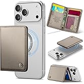 Defencase for Magsafe Wallet Magnetic Card Holder RFID Blocking, PU Leather Minimalist Phone Wallet for MagSafe Phones and Cases for iPhone 17/16/ 15/14/ 13/12/ Pro/Max/Plus/Air, Desert Titanium