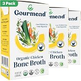 Organic Unsalted 16.9oz Chicken Bone Broth (3 Pack) &ndash; 7 Ingredients, Low FODMAP Certified, Filler Free, Gluten Free, Onion &amp; Garlic Bulb Free