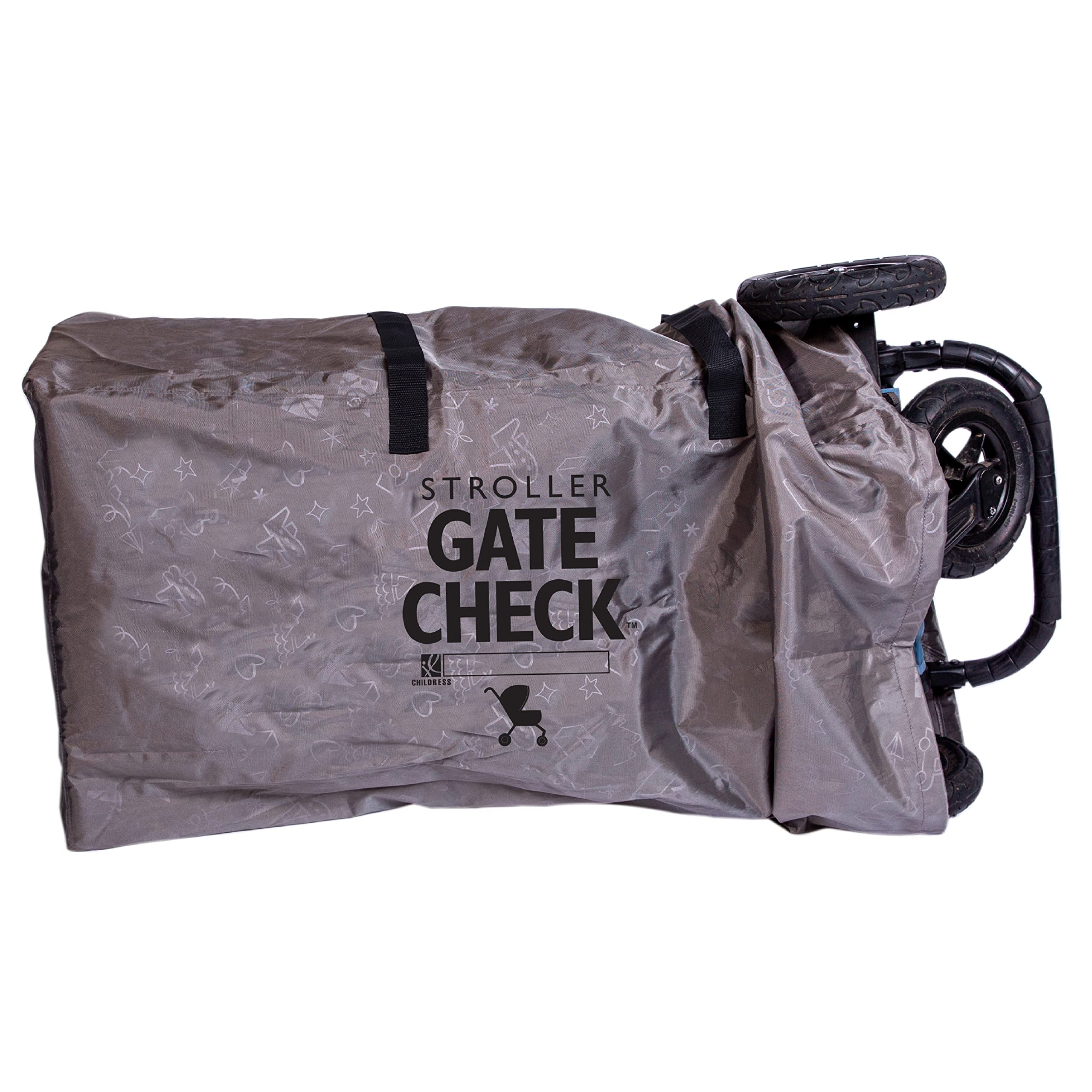 J.L. Childress Deluxe Gate Check Bag for Single & Double Strollers - Premium Heavy-Duty Durable Air Travel Bag, Adjustable Shoulder Straps - Fits Most Single & Double Strollers, Grey