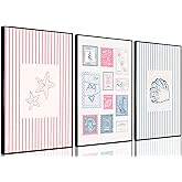 3Pcs Trendy Coastal Pink Canvas Wall Art Blue Seashell Bikini Painting Picture Wall Decor Pastel Coquette Preppy Ocean Poster Print Artwork for Bedroom Dorm Apartment Home Decoration Unframed