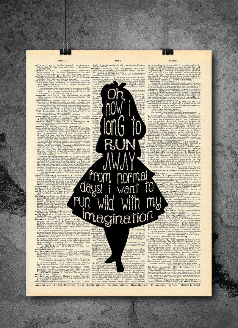 Amazon.com: Alice in Wonderland Imagination Quote Vintage Dictionary