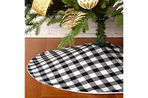 Sattiyrch Buffalo Plaid Christmas Tree Skirt 36 in,Black and White Buffalo Check Christmas Tree Skirt for Holiday Christmas Decorations (36in, White and Black)