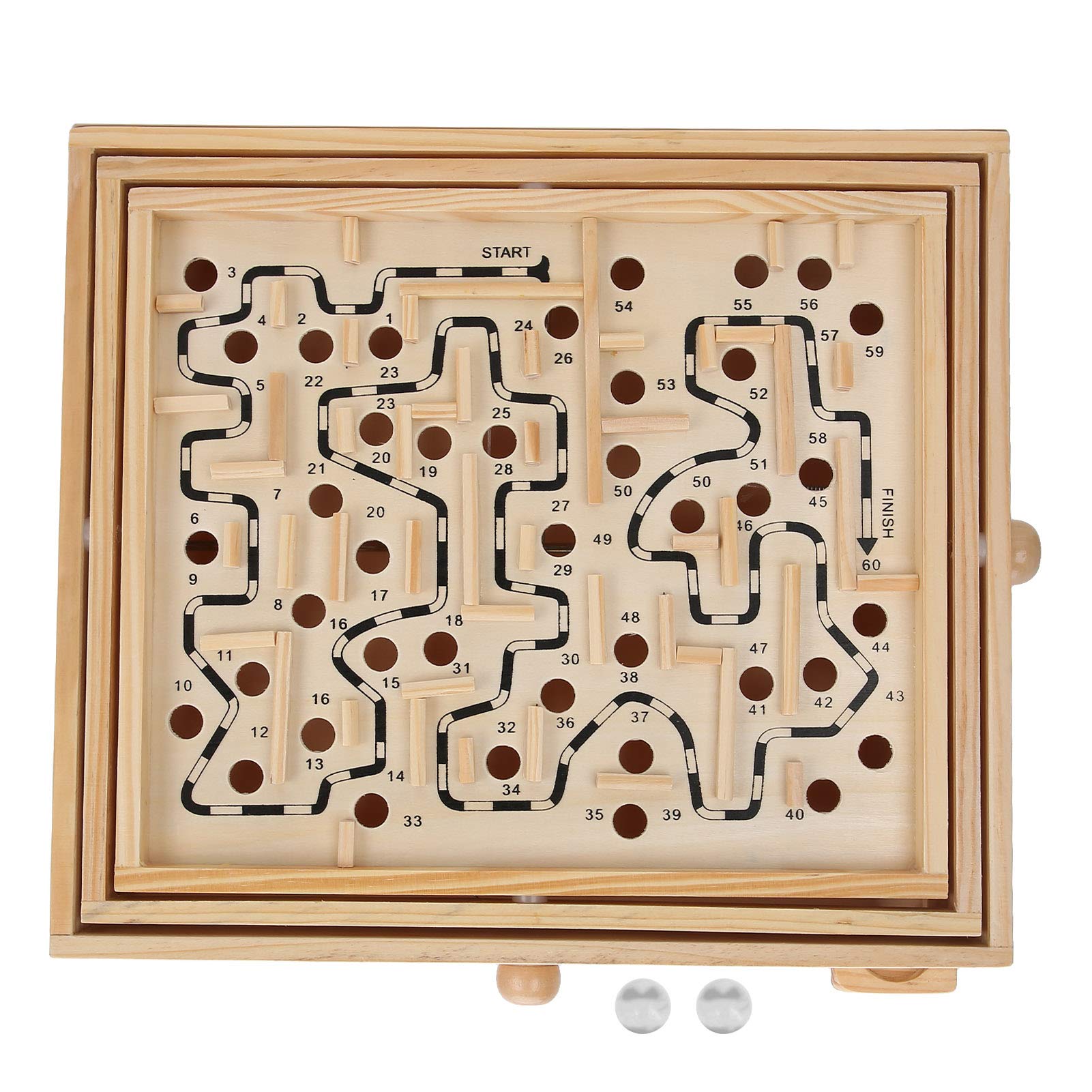Photo 1 of Wooden Ball Maze Game, Wooden Balance Board Table Wooden Ball Game Disentanglement Puzzles Labyrinth Puzzle Toy For For Dementia Adults Kids ,Games Large Wooden Labyrinth with 60 Waypoints