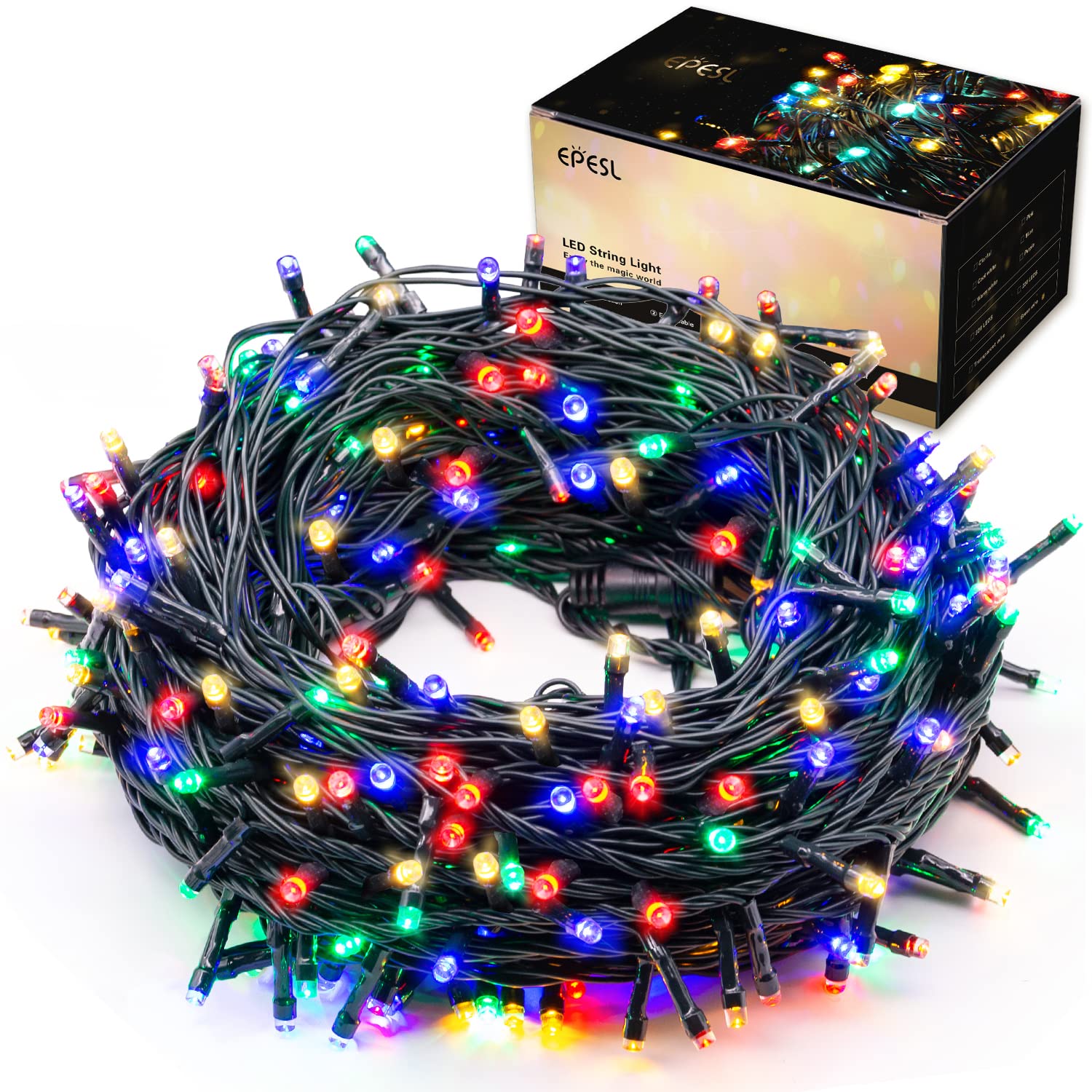 Christmas String Lights Colorful - 35m/115ft 320 LEDs Memory Function 8 Modes Extendable Waterproof Outdoor Indoor Twinkle Fairy Lights for Xmas Tree Party Patio Halloween Yard Wedding - Multi-Color