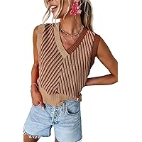 MARZXIN Women Sleeveless Sweater V Neck Casual 2026 Fall Knitted