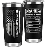 KATLADIZ Grandpa Gifts - Grandpa Birthday Gifts from Grandchildren - Fathers Day Gift, Birthday Christmas for Grandfather - Grandfather Gift Ideas from Granddaughter, Grandson - 20 Oz Black Tumbler