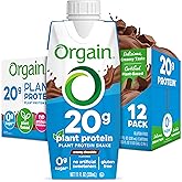 Orgain Organic 20g Vegan High Protein Shake, Chocolate, 11 oz, 12pk | Ready to drink plant based protein, fruits &amp; vegetables, no soy or dairy ingredients, gluten-free, kosher