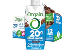 Orgain Organic Vegan Protein Shake, Creamy Chocolate - 20g Plant Based Protein, Ready to Drink, Fruits & Vegetables, Gluten Free, Kosher, No Soy or Dairy Ingredients, 11 Fl Oz (Pack of 12)