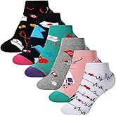 Vicenpal 6 Pairs Nurse Socks Nurse Appreciation Gifts Women's Novelty Meds Crew Ankle Medical Socks Novelty Nursing Gifts for Nurses Doctors Assistant Themed Party Supply