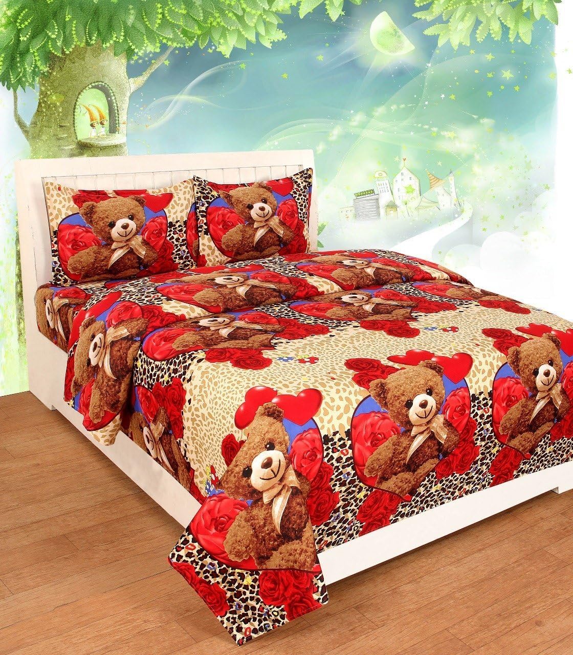 Ab Home Decor 1100 Series Cotton Hypoallergenic Wrinkle Free King Size Double Bed Bedsheet with 2 Pillow Covers,(90x100-inches, Multicolour)