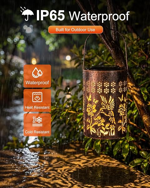 SOLAR LANTERNS OUTDOOR WATERPROOF, MOTHERS DAY GIFTS FOR MOM, HUMMINGBIRD GARDEN DECOR GIFT FOR WOMEN OR GRANDMA, HANGING OR TABLETOP LANTERN FOR PATIO, PORCH AND BACKYARD