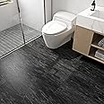 FunStick 12"x24" Marble Peel and Stick Floor Tile Black Grey Floor Tiles Peel and Stick Flooring Waterproof Removable Vinyl Flooring Peel and Stick Wall Tiles for Bathroom Kitchen Bedroom 5 Tiles