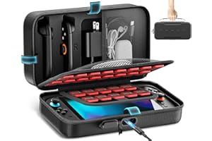 GERSKER Switch 2 Carrying Case Charge Inside Compatible with Nintendo Switch 2 (2025)/ Original/ OLED, Travel Carrying Case with Slots for Joycon 2 & AC Adapter, Hard Shell Protective Bag for 26 Games, Black