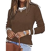 Ivicoer Womens Sweaters 2026 Trendy Long Sleeve Knit Pullover Light-Weight Crewneck Sweater Top S-XXL