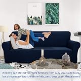 MAXIJIN Jacquard Extra Large Sofa Cover 4 Seater Navy Blue Non Slip view 2
