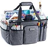 APOFFICE Art Supply Organizer Tote Bag – Craft Caddy with Handle, Utility Storage Tote with Multiple Pockets & Adjustable Divider for Stationary, Sewing, Scrapbooking, School, Office, Medical Supplies