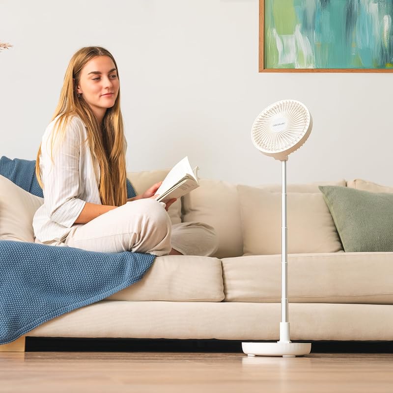Ventilador Portátil Plegable 800 FoldAir Portable. Batería 7200mAh, Diseño Extensible y Ajustable, 5 Aspas Aerodinámicas, 8 Pulgadas, 3 Velocidades, Fácil Control