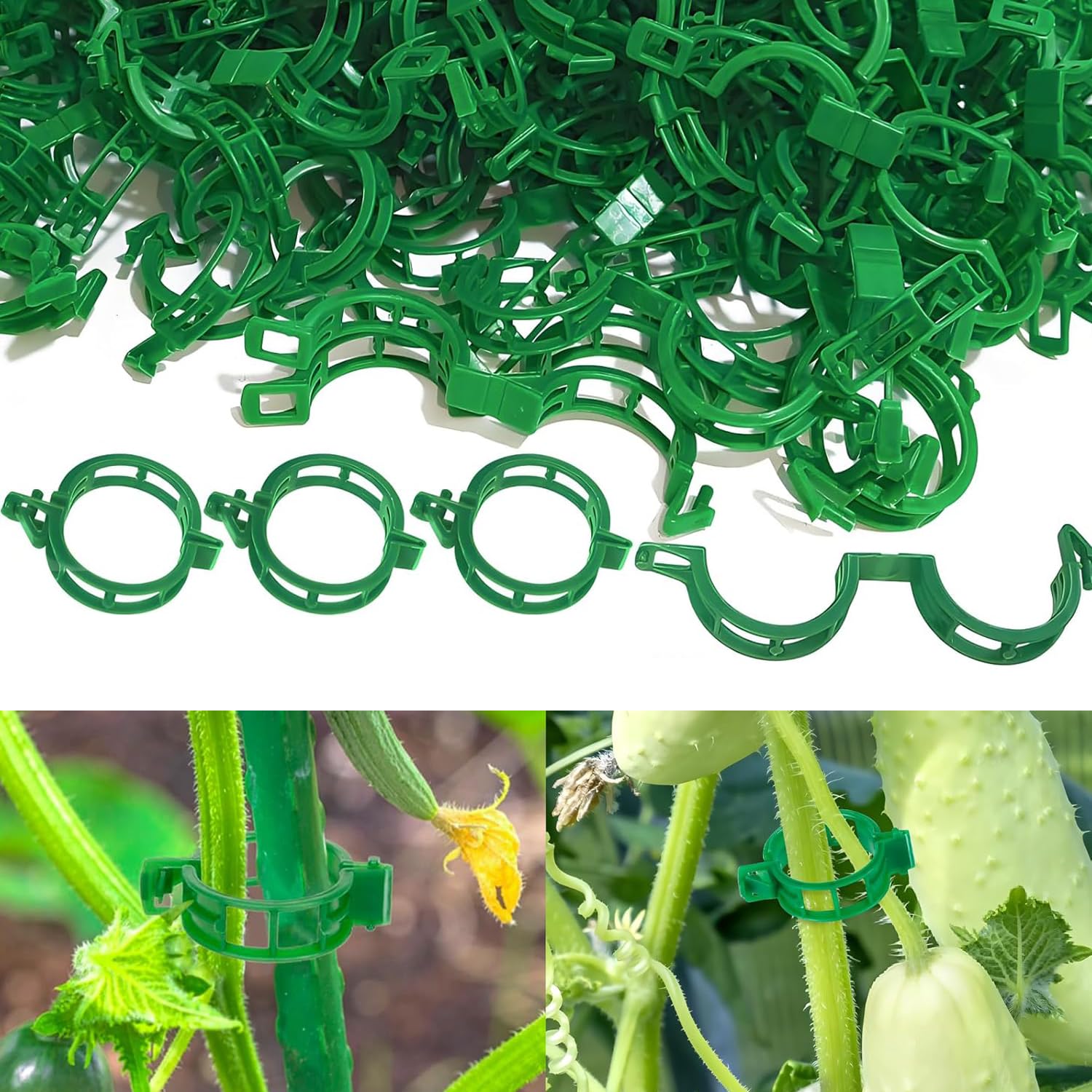 200Pcs Plant Support Clips, Tomato Plant Support, Plastic Plant Clips for Climbing Plants,Plant Clip for Climbing Grape Cucumber Garden Plants Supports (200, Green)