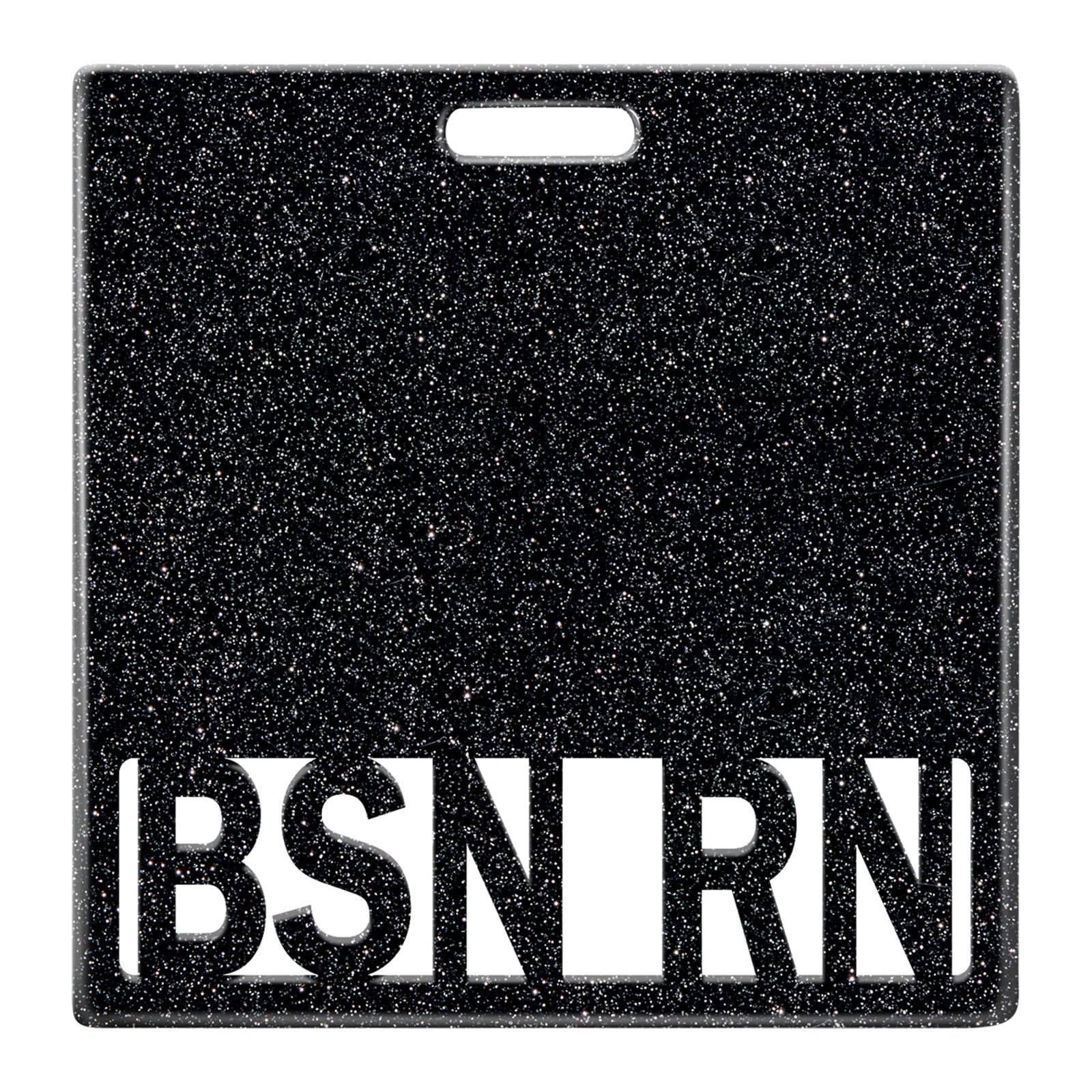 Photo 1 of Plifal BSN RN Badge Buddy Card Holder - Black Bachelor of Science in Nursing Accessories Glitter Horizontal Double Sided ID Name Tag for Hospital Medical Staff Work