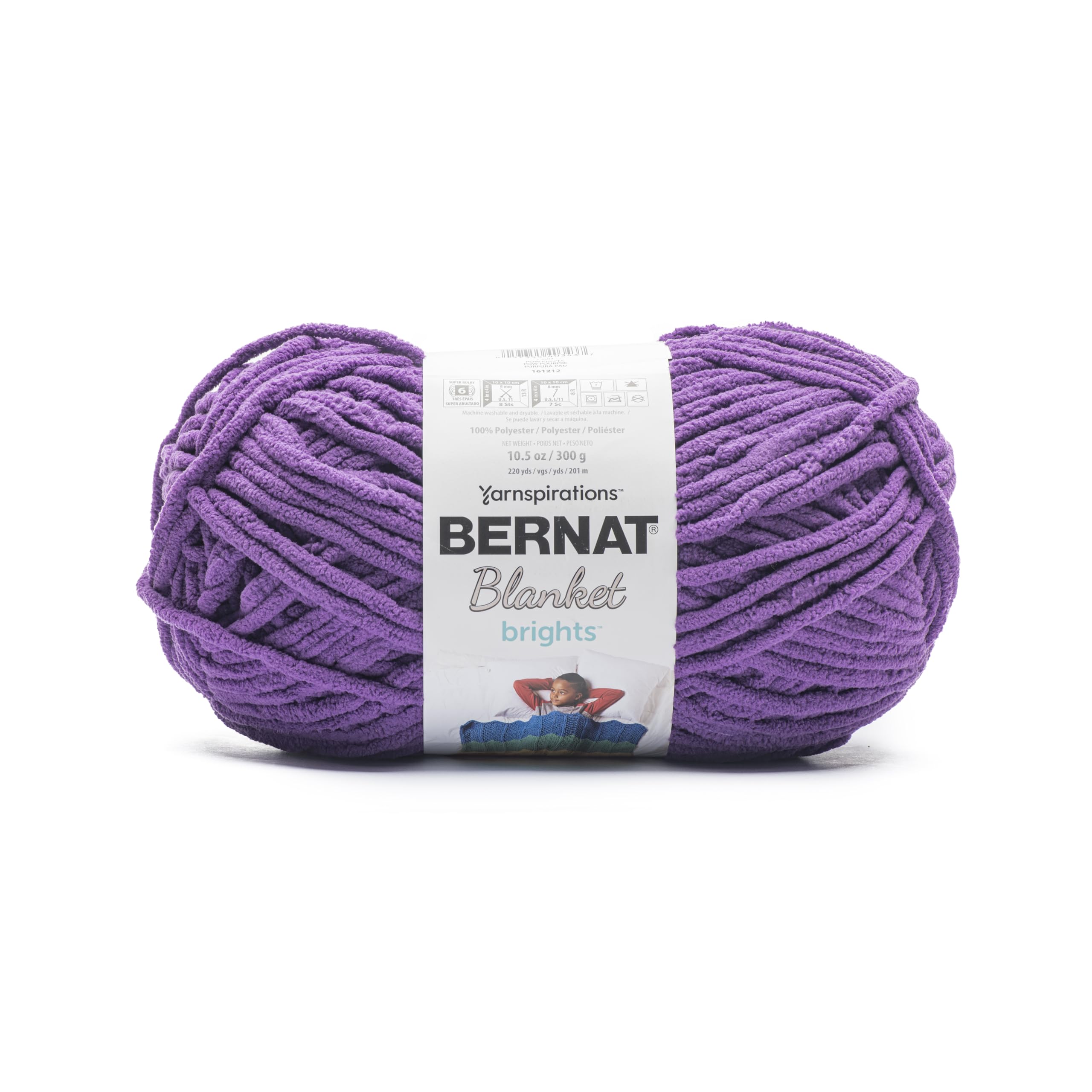 BERNAT Blanket Brights Big Ball Yarn-Pow Purple, Fibre: 100% Polyester, 300G