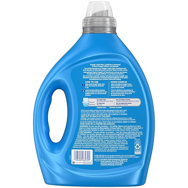 SNUGGLE FABRIC SOFTENER LIQUID, ULTRA CONCENTRATED, 80 OZ, 200 MEDIUM LOADS, BLUE SPARKLE FABRIC CONDITIONER, LONG-LASTING FRESH SCENT, SOFTENS, REDUCES STATIC & FIGHTS WRINKLES, HELPS PROTECT COLOR