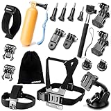 ZOOKKI Camera Accessory Kit for GoPro Hero 4/ 3 / 3/ 2/ 1/ SJ4000/ SJ5000/ SJ6000 - Black Silver (19 Items)