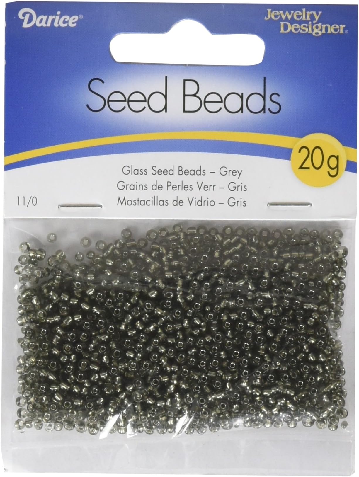 Jewelry Designer 110 Lined Seed Beads 20Grams, Grey Silver