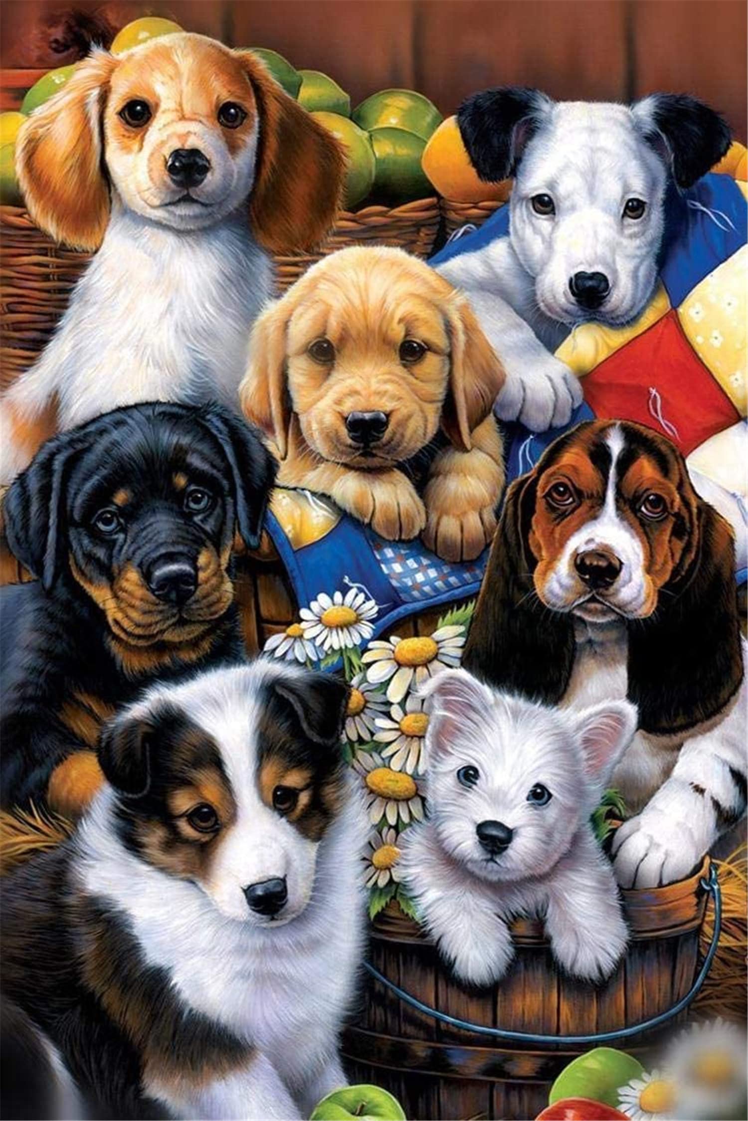 Cross Stitch Kits Stamped, OWN4B Cute Puppies Printed Pattern 11CT 14.2x18.1 inch DIY Embroidery Kit (Dogs)