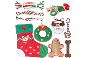 Dono Christmas Dog Toys with Plush Squeaky Stockings-9Pack, Dog Christmas Dog Stockings& Rope Toys Gifts with Bandana, Interactive Grinding Teething Aggressive Chew Rope Toys for Small to Medium Dogs