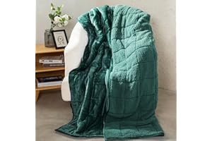 Aemicion Fleece Sherpa Twin Weighted Blanket 15lbs for Adults, Fluffy Soft Warm 48 x 72in Weighted Blanket, Throw Blanket as Birthday Gifts for Teens Women Man Mom-Green