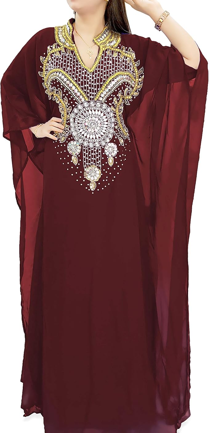 African Boutique Vestido marroquí de Boda con Adornos de tamaño Grande