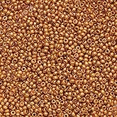 John Bead Czech Glass Seed Beads 10/0 (22g) Metallic Gold Bead for DIY Jewelry Making