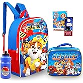 Paw Patrol Backpack and Lunch Box Set - Bundle with 16" School Backpack, Lunch Bag, Tattoos, Water Bottle, More | Paw Patrol School Bag for Kids, Boys, Girls