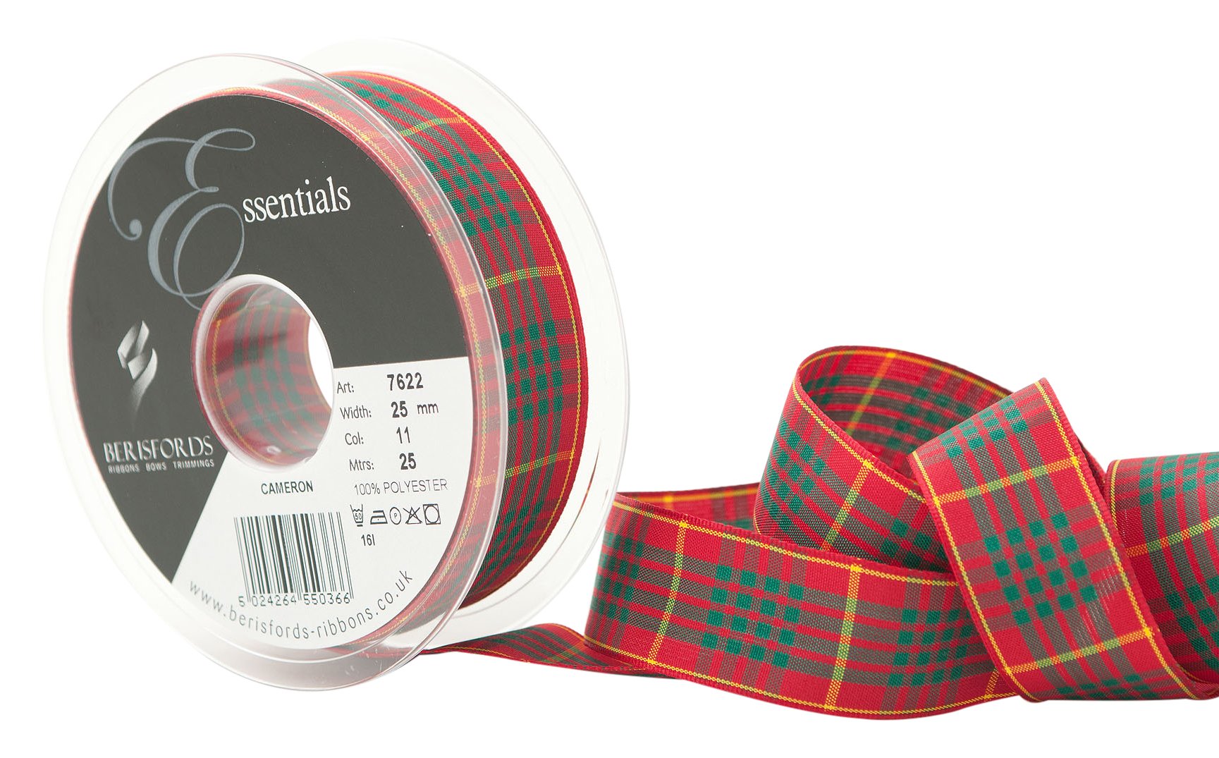 Berisfords Polyester Tartan Ribbon, Cameron, 25 mm — image 1