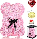 Touloube Rose Bear Gift for Her Roses Teddy Bear with Box and Card view 1