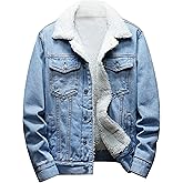 Springrain Men's Sherpa Fleece Lined Denim Jacket Warm Winter Trucker Jacket Cowboy Jean Jacket