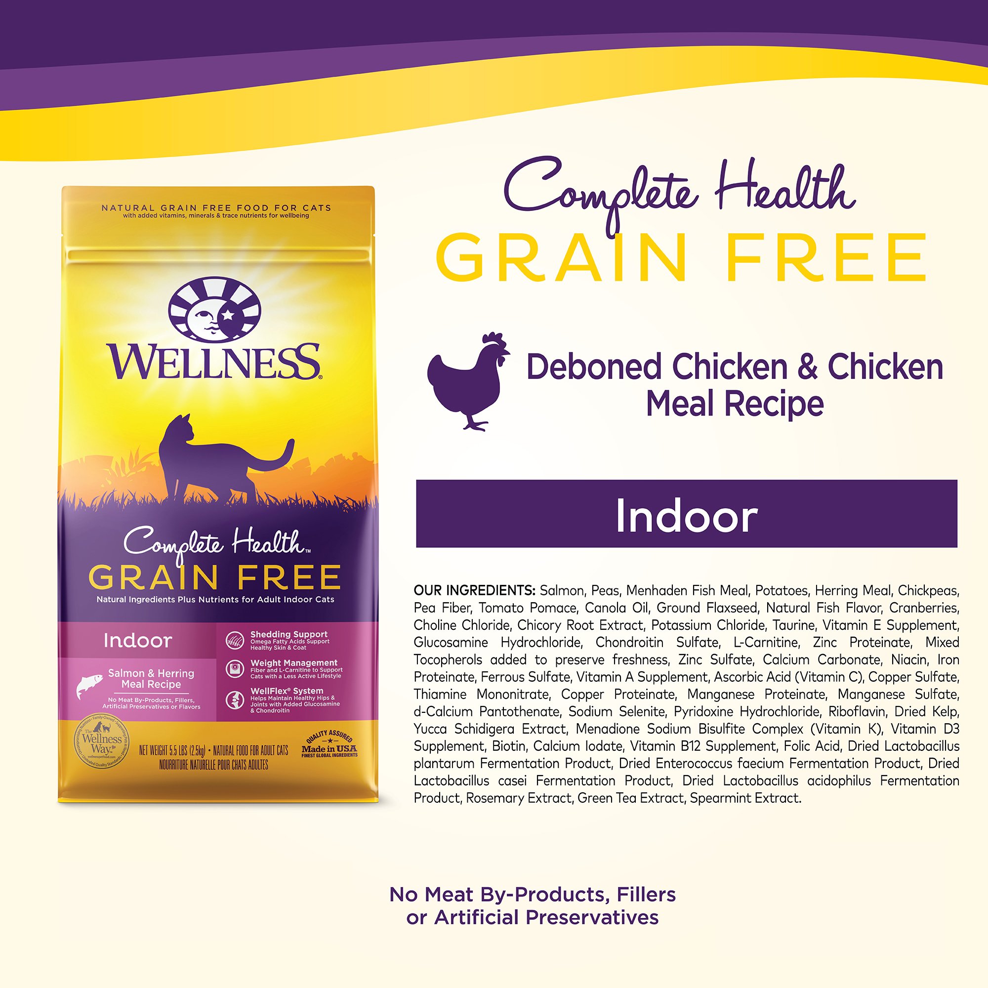 Wellness Complete Health Natural Grain Free Dry Cat Food, Indoor Health