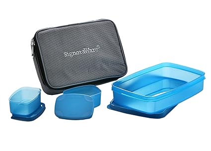 Signoraware Compact Lunch Box with Bag, T Blue