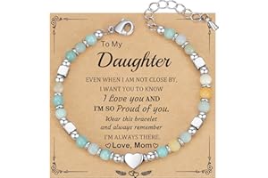 HiStock Daughter Gifts from Mom Bracelet, Granddaughter Gifts from Grandma Bonus Mom Gift Nature Stone Bead Bracelet Jewelry Birthday Gift Sister Easter Stocking Stuffers for Teens Women