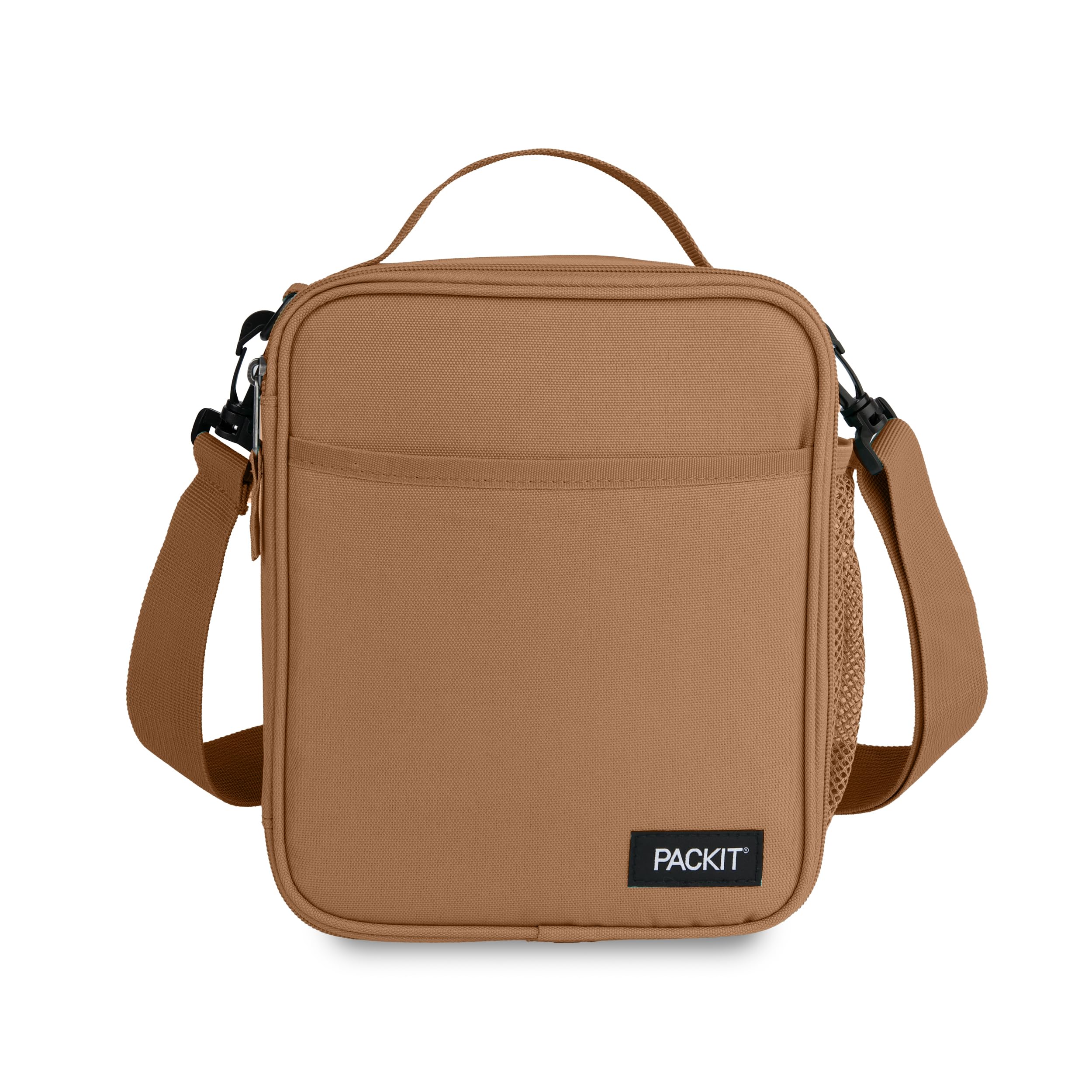 Photo 1 of PackIt Freezable Crossbody Lunch Box, Almond, Built with ECOFREEZE Technology, Fully Freezable, Collapsible, Reusable, With Top Handle, Front Slip Pocket. Effortlessly Carry, Fresh Every Time.